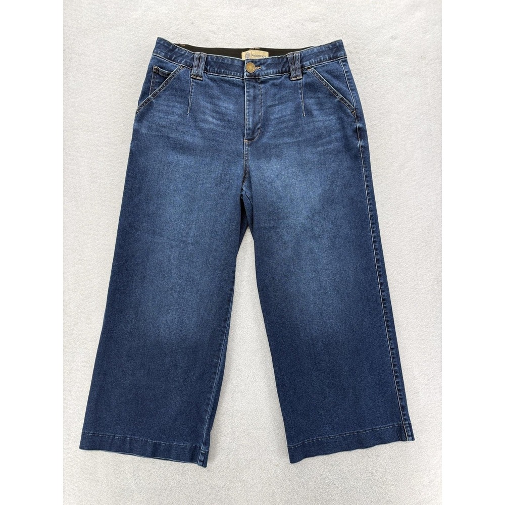 Democracy Ab Technology Wide Leg Crop Jeans Womens 14 Blue Med Wash Stretch Pant
